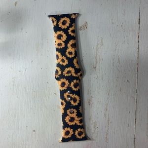 black apple watch band with sunflowers